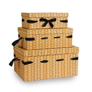 GP005 Set of 3 rectangular boxes with stitched ribbon