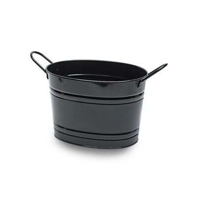 MT011 Small black oval metal tub