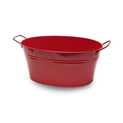 MT015 Large red oval metal tub