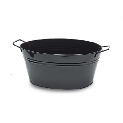 MT016 Large black oval metal tub