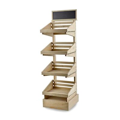 SP247 Rustic 4 tier Display Stand - Shown with optional plinth and blackboard