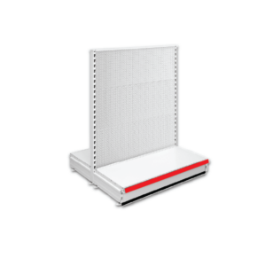 Double Sided Pegboard Gondola Retail Shop Shelving - Jura & Red