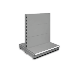 Double sided gondola - retail shop shelving system - Silver