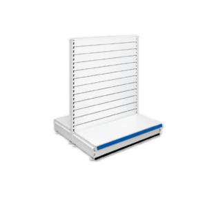 Double Sided Slatted Gondola Retail Shop Shelving - Jura & Blue