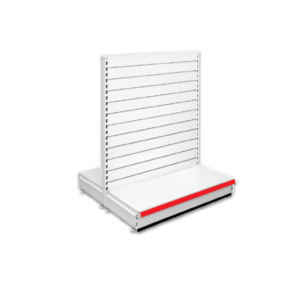 Double Sided Slatted Gondola Retail Shop Shelving - Jura & Red