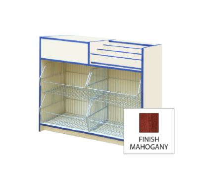 300 Series Stepped Display With Crisp Baskets And Till Point LH 1000mm - Mahogany