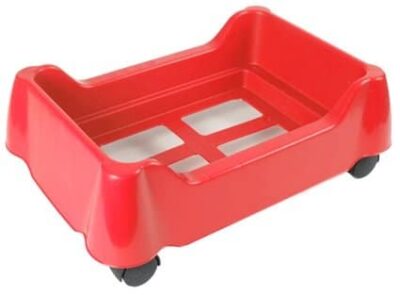 Shopping Basket Stacker with Wheels - Red Plastic