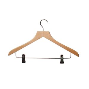 R1019 R1020 Wooden Shaped Suit Hanger with Clips