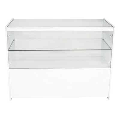 R1505 R1507 Half Glass Showcase Display Counter - White - Front View