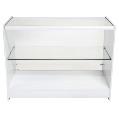 R1513 R1515 Glass Showcase Display Counter - White - Rear View