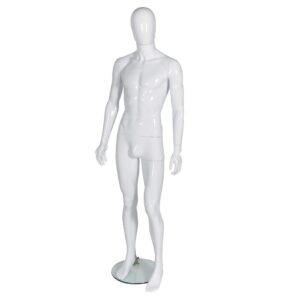 R325 Male Full Body Mannequin Egg Head - Gloss White