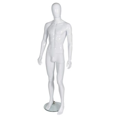 R325 Male Full Body Mannequin Egg Head - Gloss White