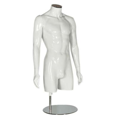 R376 Male Torso 3/4 Body With Arms - Matt White