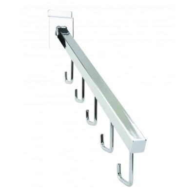 R508 - 5 Hook Waterfall Display Arm for Slatwall - 410mm / 16"