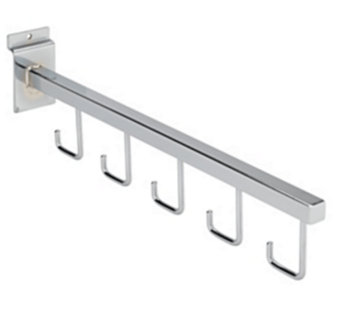 R509 - 5 Hook Straight Display Arm for Slatwall - 410mm / 16"