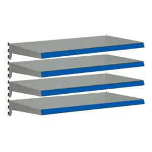 Pack of 4 complete heavy duty shelves for Evolve S50i - Silver & Blue