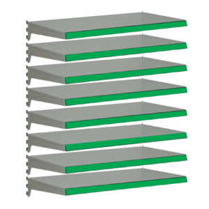 Pack of 8 complete heavy duty shelves for Evolve S50i - Silver & Green