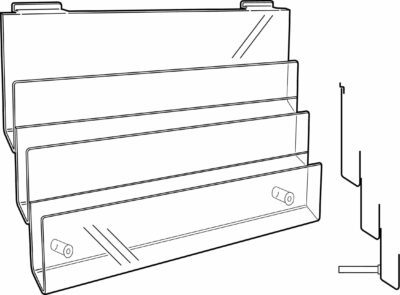 3 tier Slatwall Card Display - Line drawing