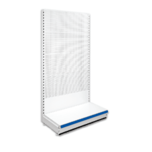 Single Sided Pegboard Retail Shop Shelving - Jura & Blue