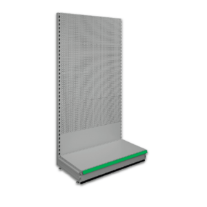 Pegboard shop shelving bays - Silver 9006 & Green