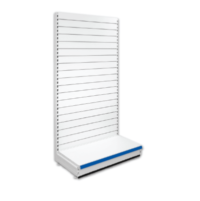 Single Sided Slatted Retail Shop Shelving - Jura & Blue