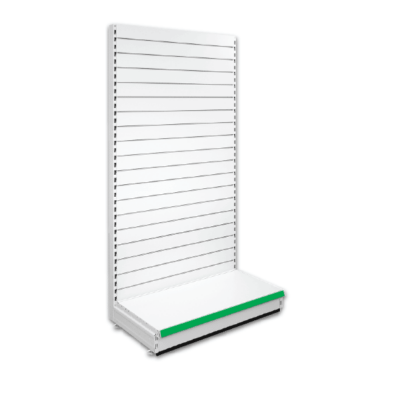 Single Sided Slatted Retail Shop Shelving - Jura & Green