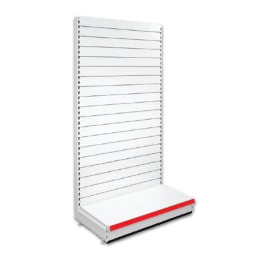 Single Sided Slatted Retail Shop Shelving - Jura & Red