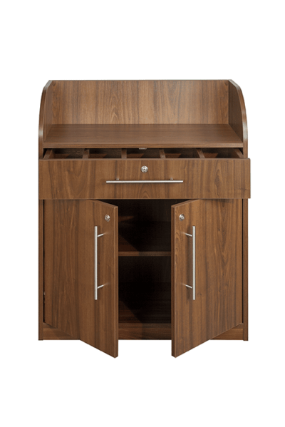 Walnut Effect Dumbwaiter - Front with Open Doors