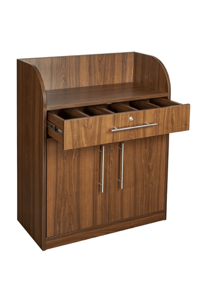 Walnut Effect Dumbwaiter - Open Drawer