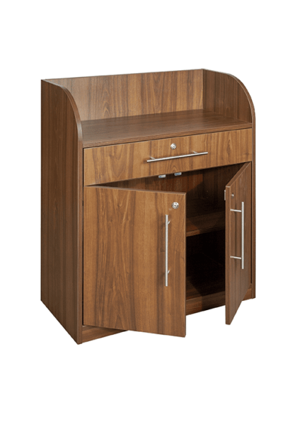 Walnut Effect Dumbwaiter - Open Doors