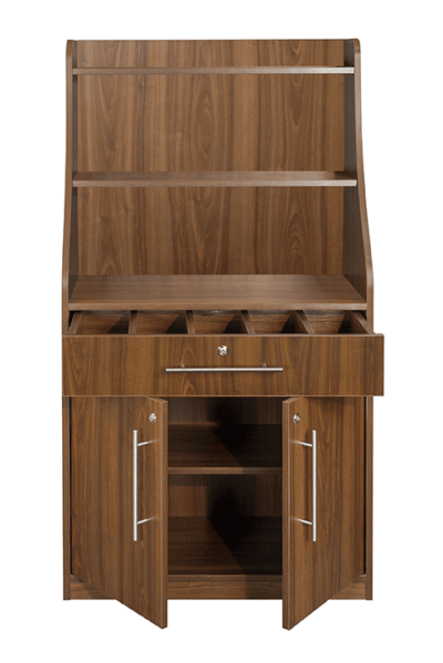 Walnut Effect Waiter Station - Front open