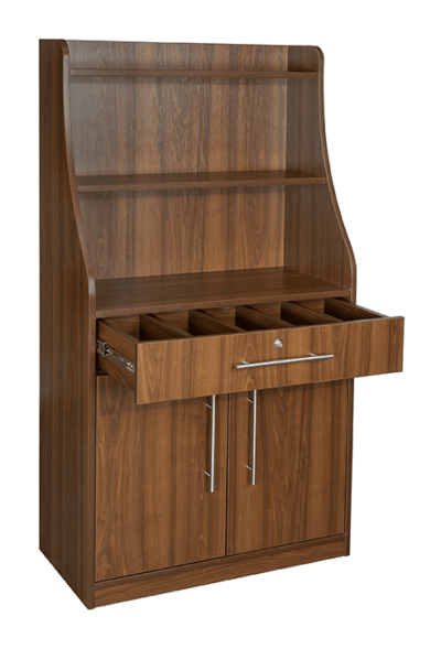 Walnut Effect Waiter Station - Open Drawer