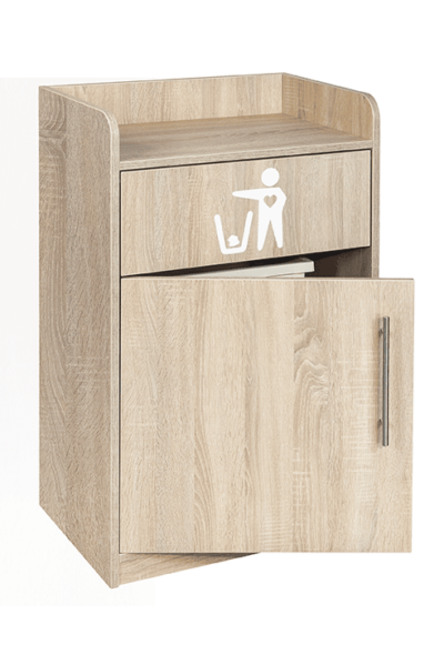 Oak Litter Bin and Tray Stand - Open Door