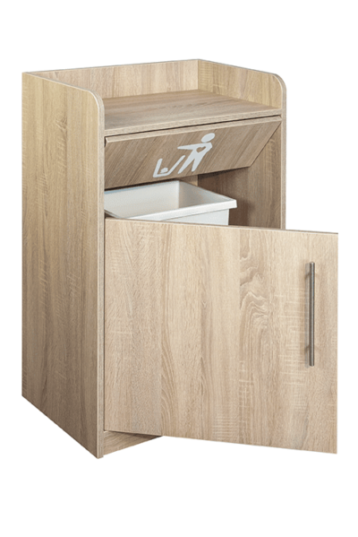 Oak Litter Bin and Tray Stand - Open