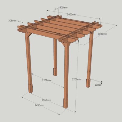 4 Post Double Premium Pergola – 3.0m x 3.0m