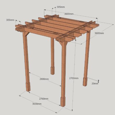 4 Post Double Premium Pergola – 3.6m x 3.6m