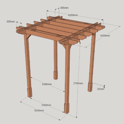 4 Post Double Premium Pergola – 4.2m x 4.2m