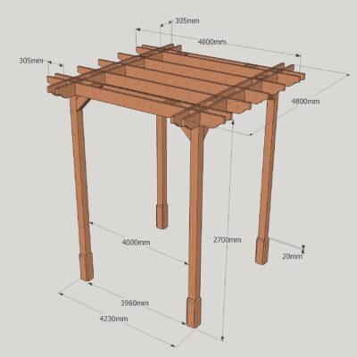 4 Post Double Premium Pergola – 4.8m x 4.8m