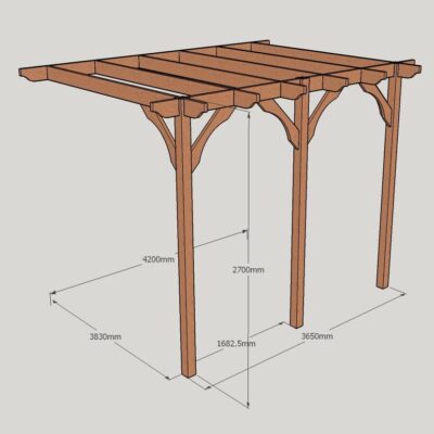 3 Post Premium Lean To Pergola – 4.2m x 4.2m