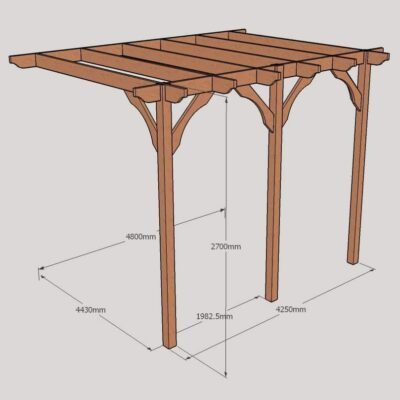 3 Post Premium Lean To Pergola – 4.8m x 4.8m