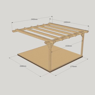 Wall Mounted Double Garden Pergola with Decking Kit 2400mm x 2400mm