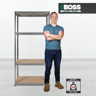 13509 RB Boss Shelving Unit 4 x MDF Shelves H1800 x W900 x D400mm - Galvanised Finish