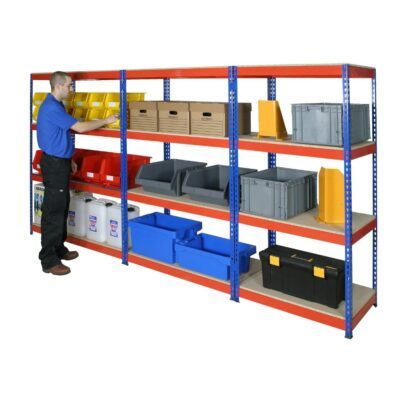 Heavy Rivet Racking - 3 Bay Run - Orange Beams