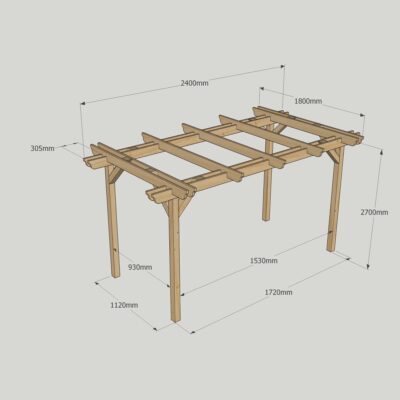 Double Garden Pergola - 1800 x 2400mm - 4 Post