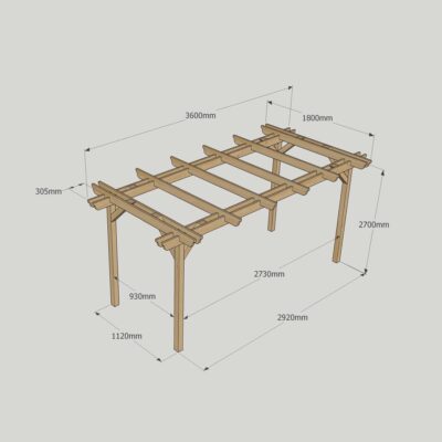 Double Garden Pergola - 1800 x 3600mm - 4 Post