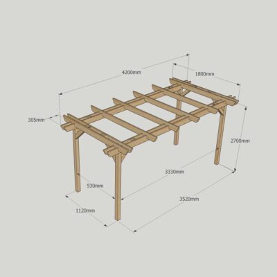 Double Garden Pergola - 1800 x 4200mm - 4 Post