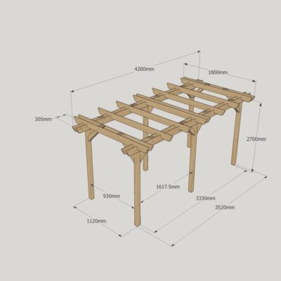 Double Garden Pergola - 1800 x 4200mm - 6 Post