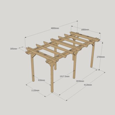 Double Garden Pergola - 1800 x 4800mm - 6 Post