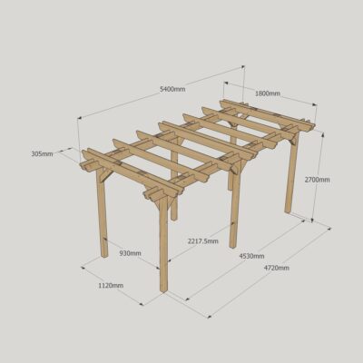 Double Garden Pergola - 1800 x 5400mm - 6 Post