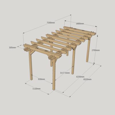 Double Garden Pergola - 1800 x 7200mm - 6 Post